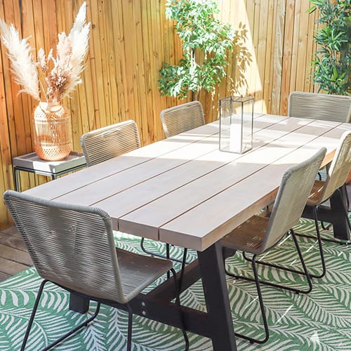 Table de jardin extensible 8 personnes en aluminium et bois d'acacia - Ubud