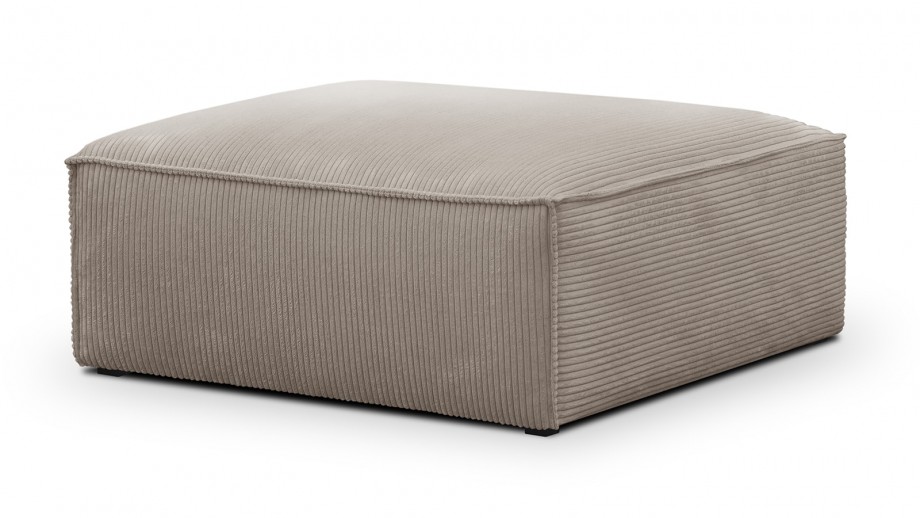 Pouf / repose - pieds modulable en velours côtelé taupe - Rezia