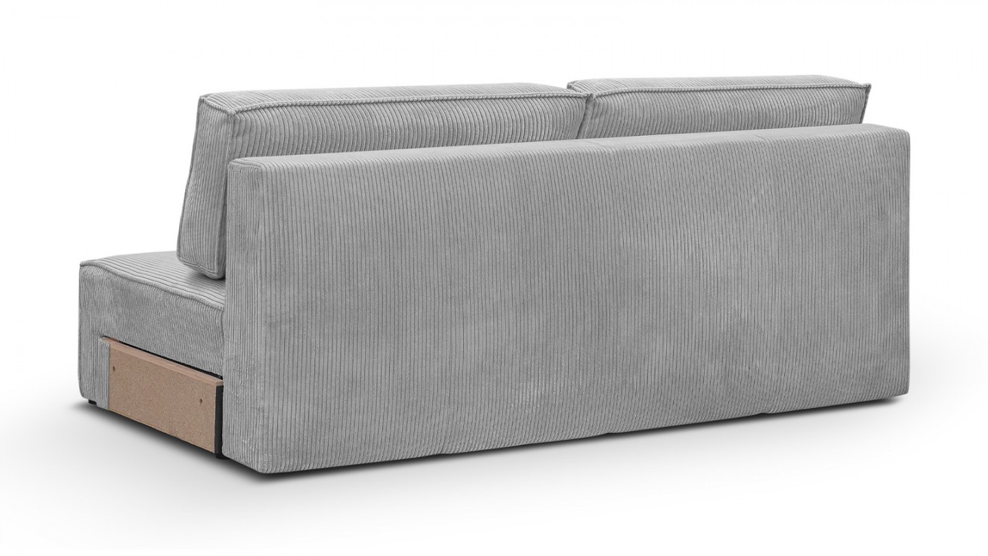 Canapé modulable convertible 7 places avec coffre de rangement en velours côtelé gris clair - Harper Mod