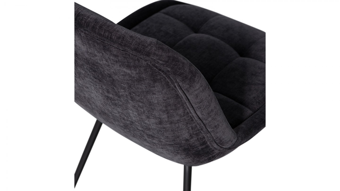 Chaise de salle à manger en velours gris foncé - Crate