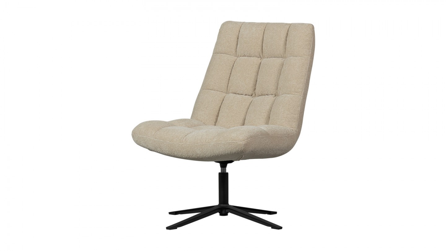 Fauteuil pivotant en tissu bouclé beige - Job