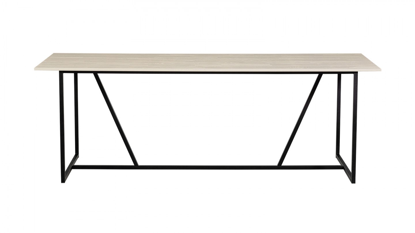 Table à manger rectangulaire 6/8 personnes en bois brossé gris clair FSC 220 cm - Silas