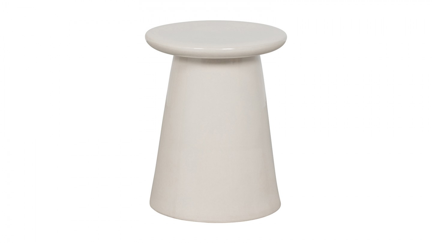 Table d'appoint conique en céramique blanche 35 cm - Button