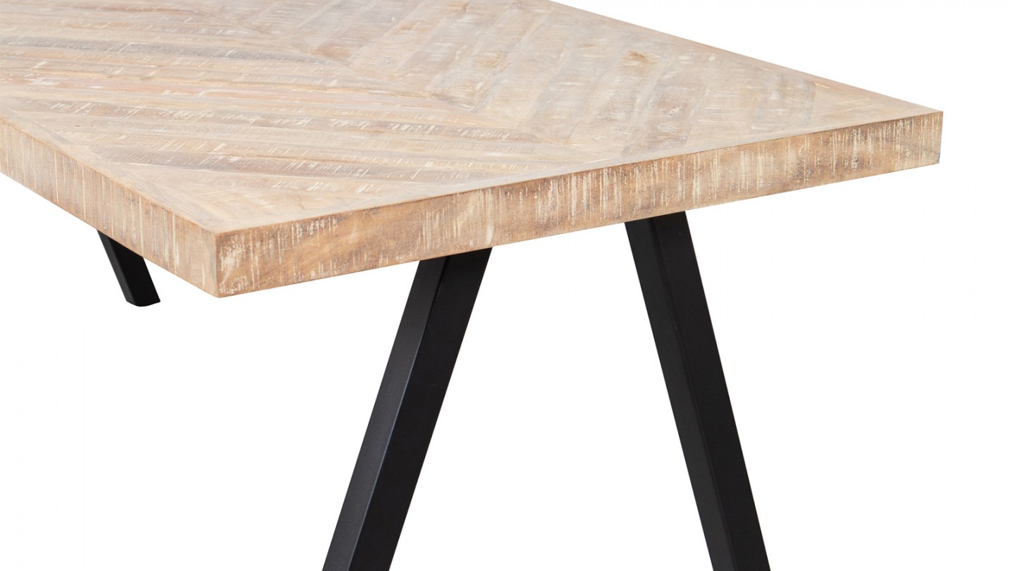 Table à manger en bois motifs à chevrons 200 cm - Tablo