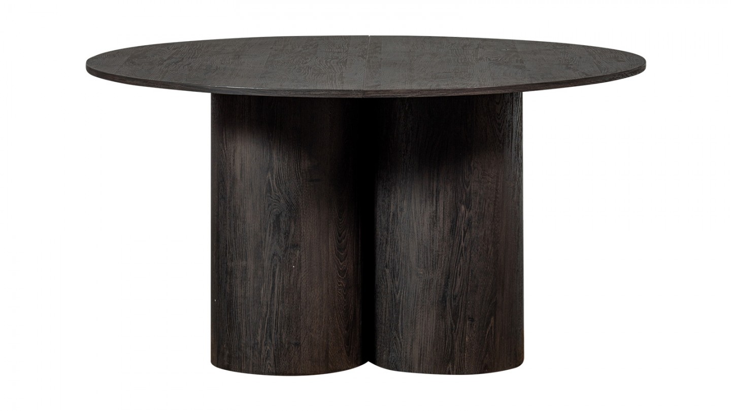 Table à manger ronde 4/6 personnes brun foncé 140 cm - Oona