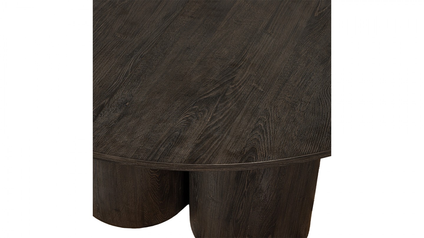 Table à manger ronde 4/6 personnes brun foncé 140 cm - Oona