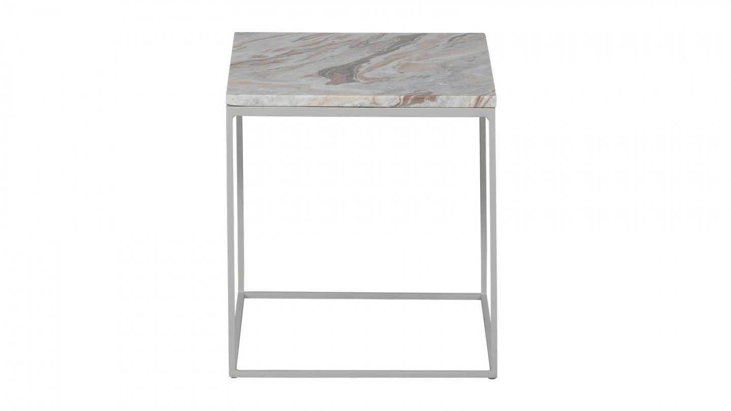 Table d'appoint carrée en marbre gris 40 cm - Mellow