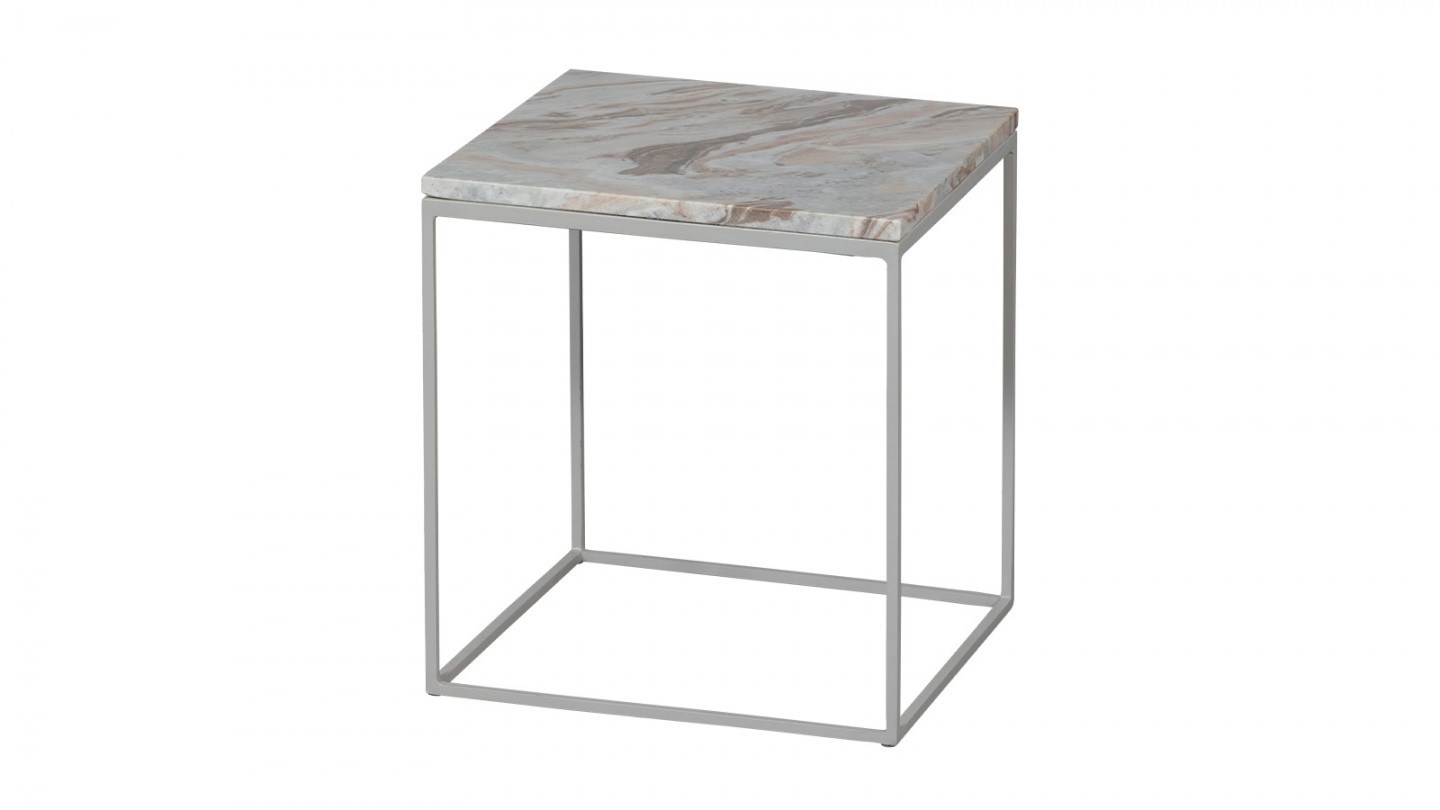 Table d'appoint carrée en marbre gris 40 cm - Mellow