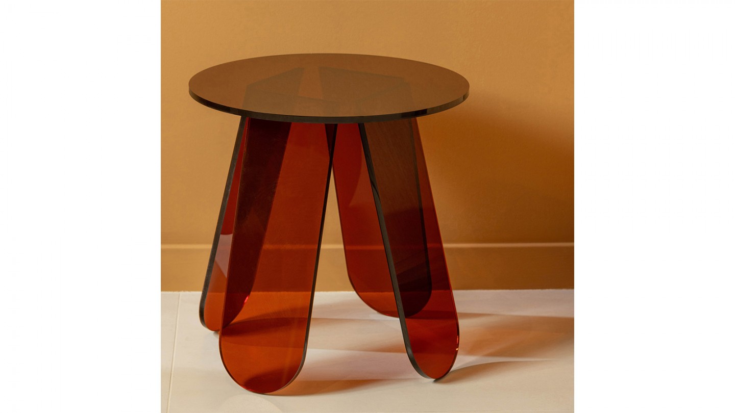 Table d'appoint ronde brun/rouge 40 cm - Walt