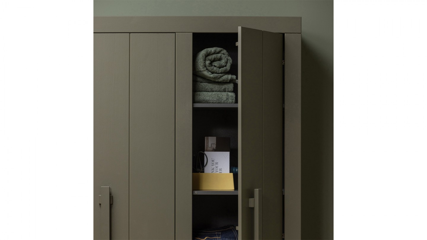 Armoire de rangement en bois vert kaki 95 cm - Bobby