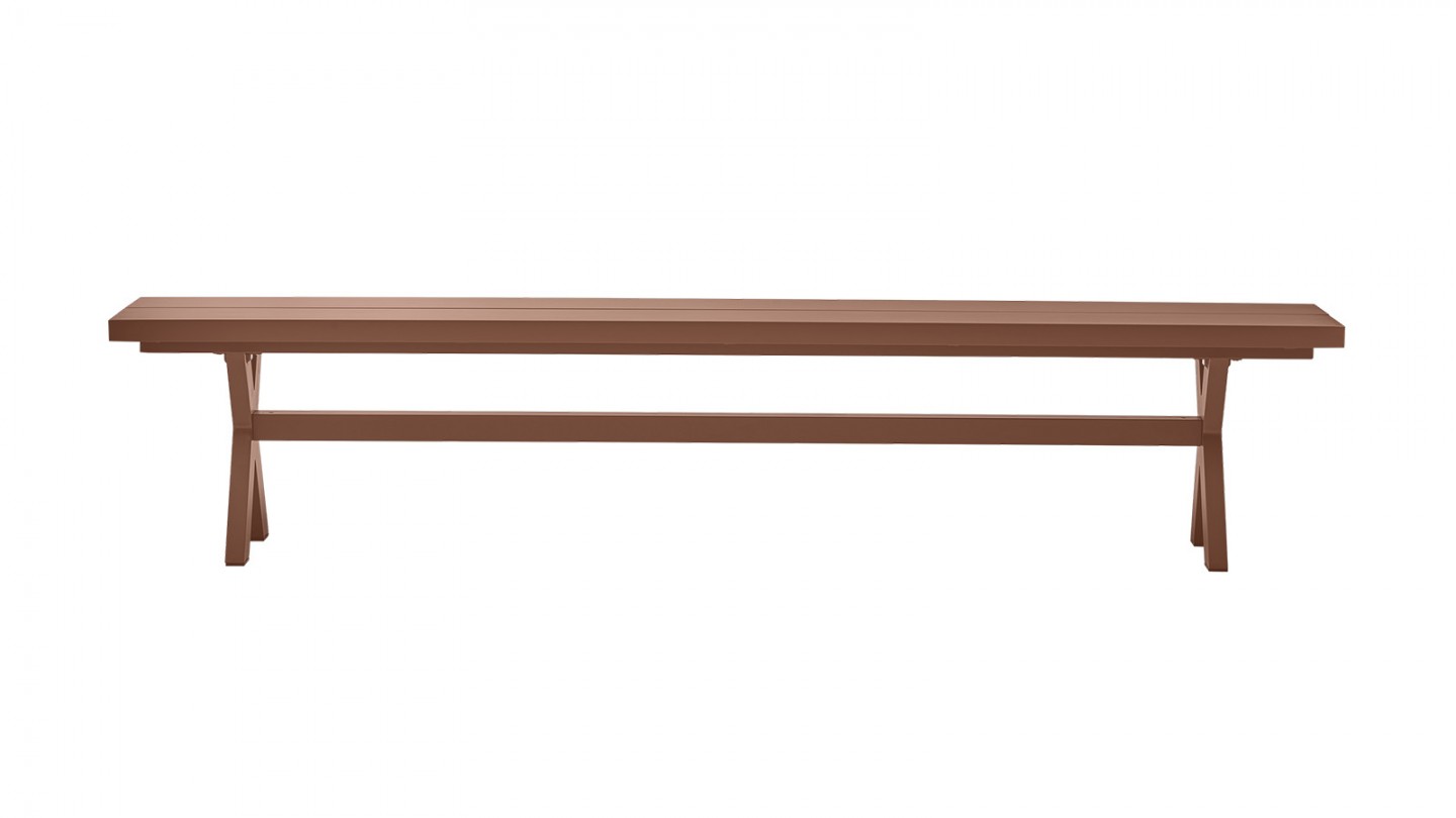 Banc de jardin en aluminium terracotta 220 cm - Delta