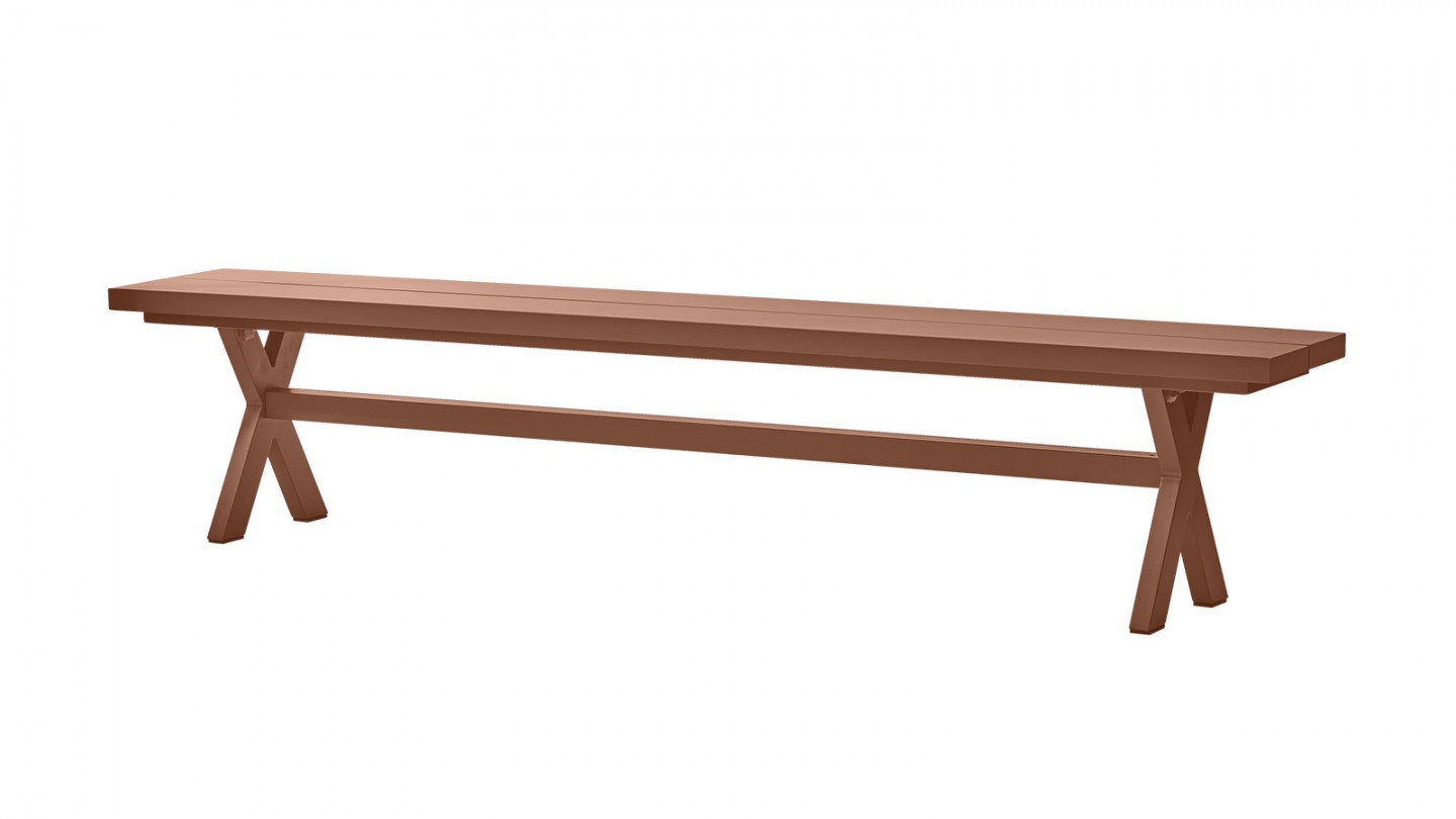 Banc de jardin en aluminium terracotta 220 cm - Delta