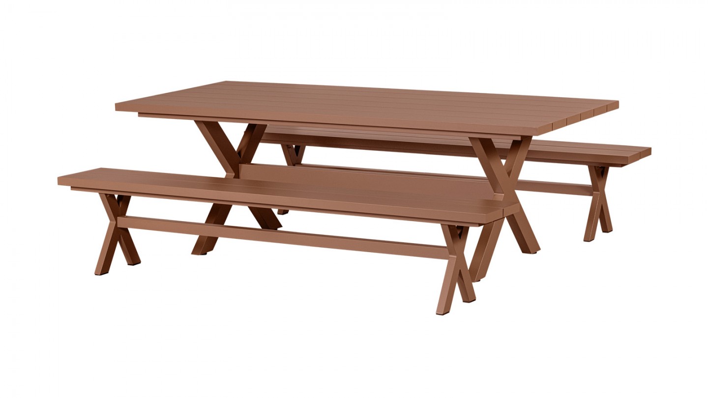 Banc de jardin en aluminium terracotta 220 cm - Delta