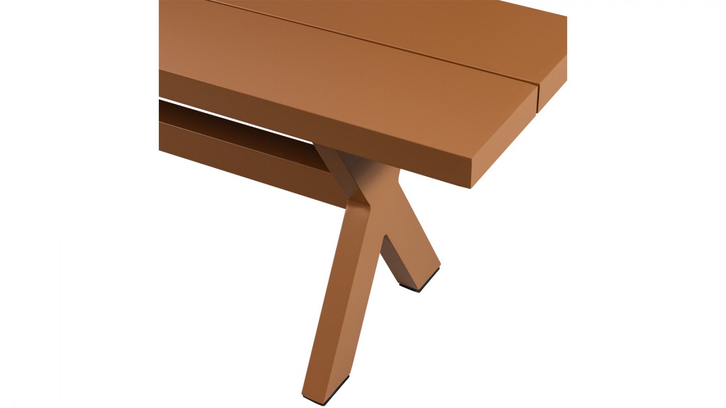 Banc de jardin en aluminium terracotta 220 cm - Delta