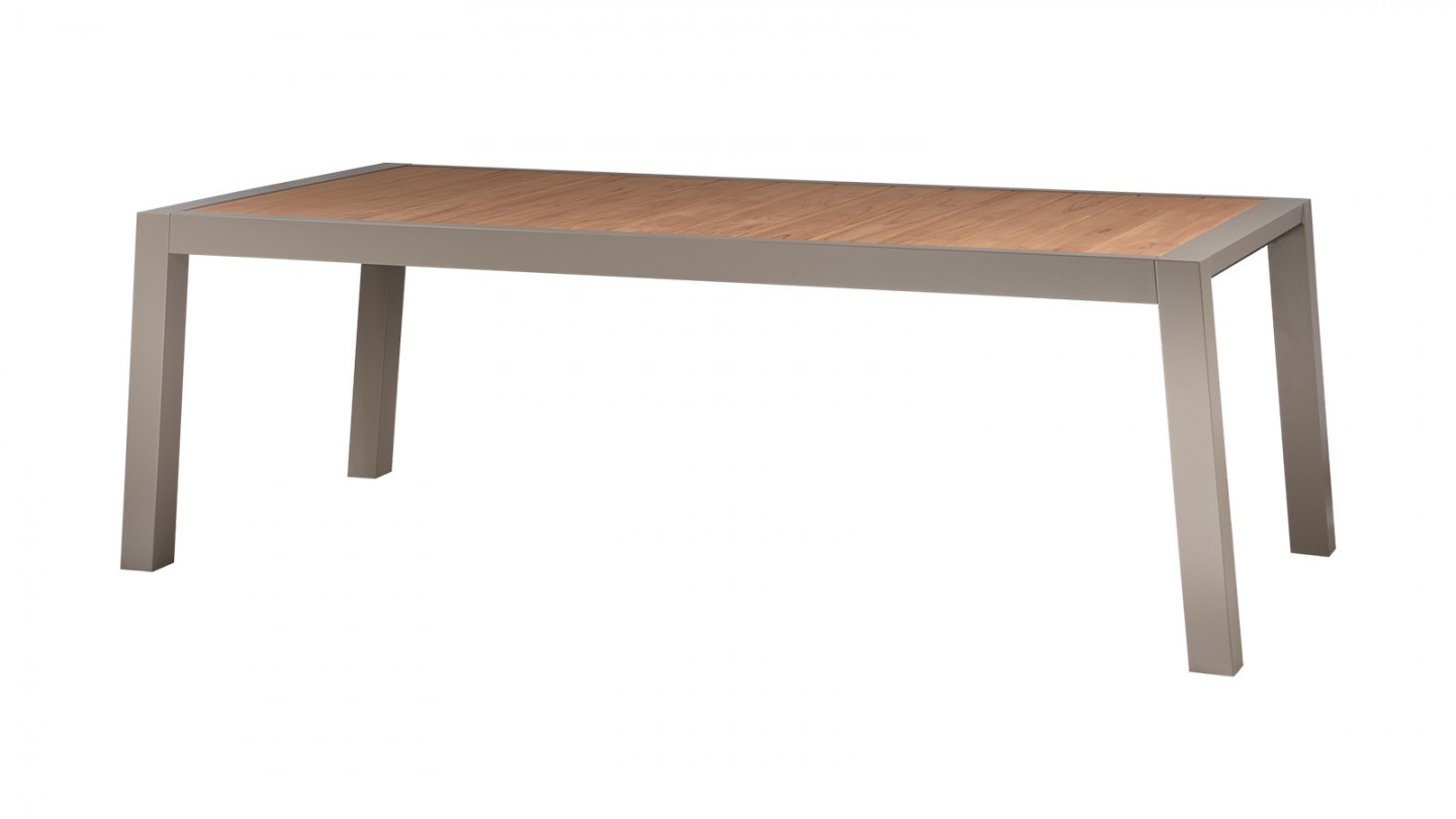 Table de jardin en teck et aluminium couleur sable 220 cm - Sulphur