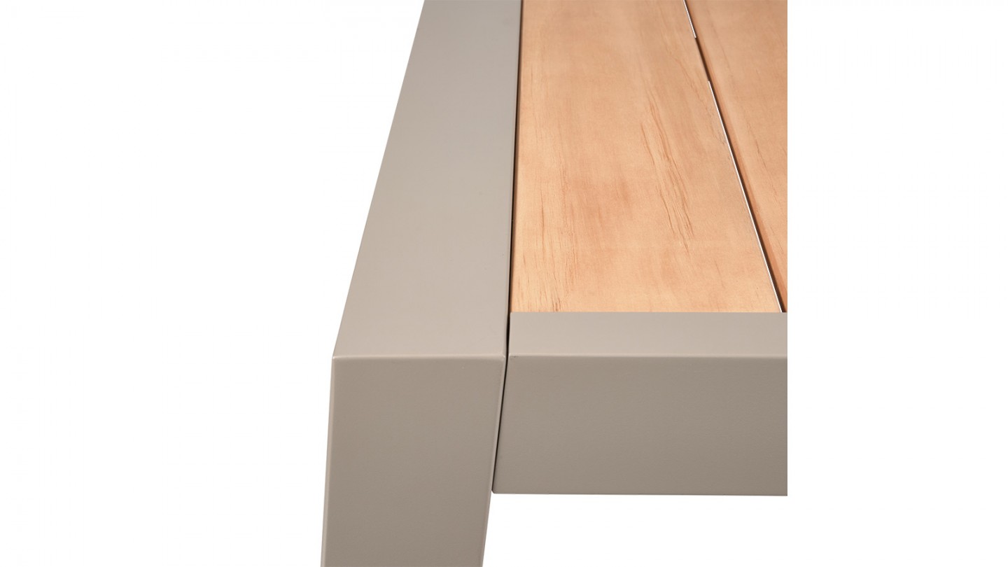 Table de jardin en teck et aluminium couleur sable 220 cm - Sulphur