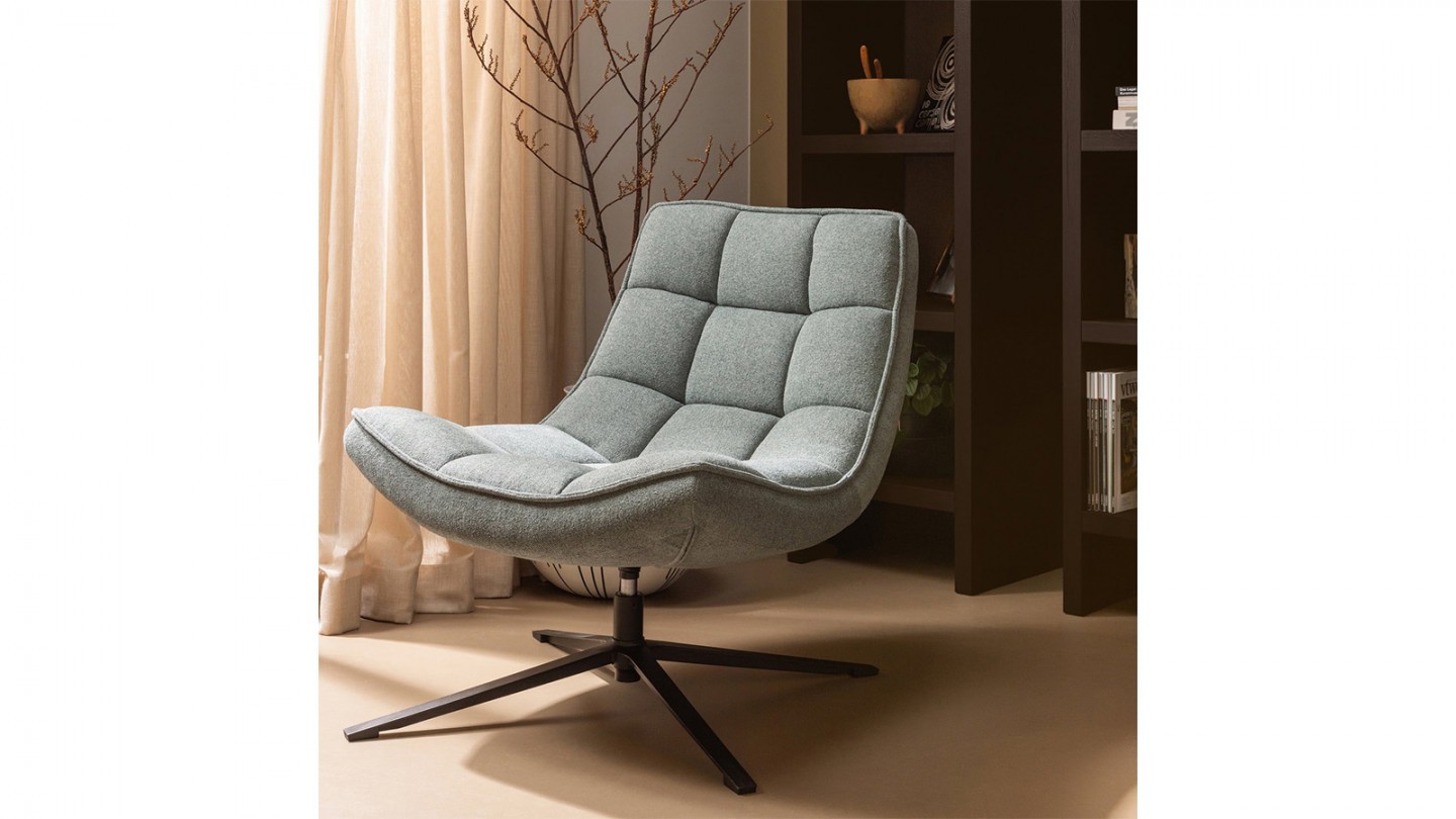 Fauteuil pivotant en tissu bleu gris - Maudi