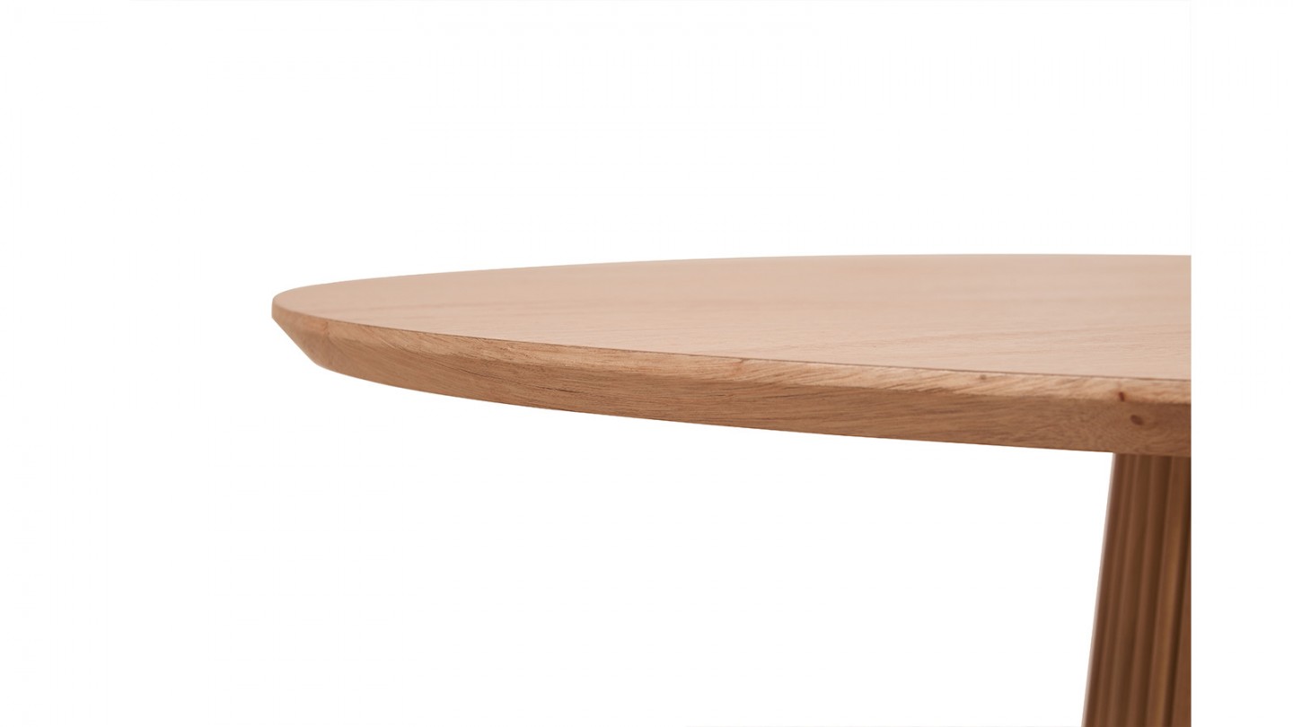 Table à manger ronde extensible en bois 4 à 8 personnes - 120/200 cm - Ada