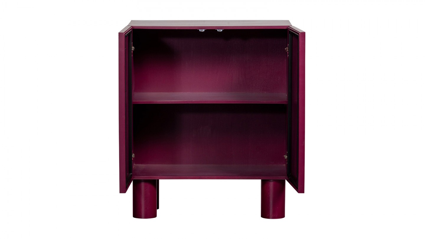 Buffet 2 portes en bois sculpté aubergine 80 cm - Notice