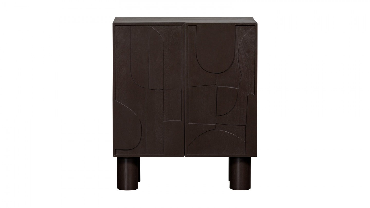 Buffet 2 portes en bois sculpté marron 80 cm - Notice