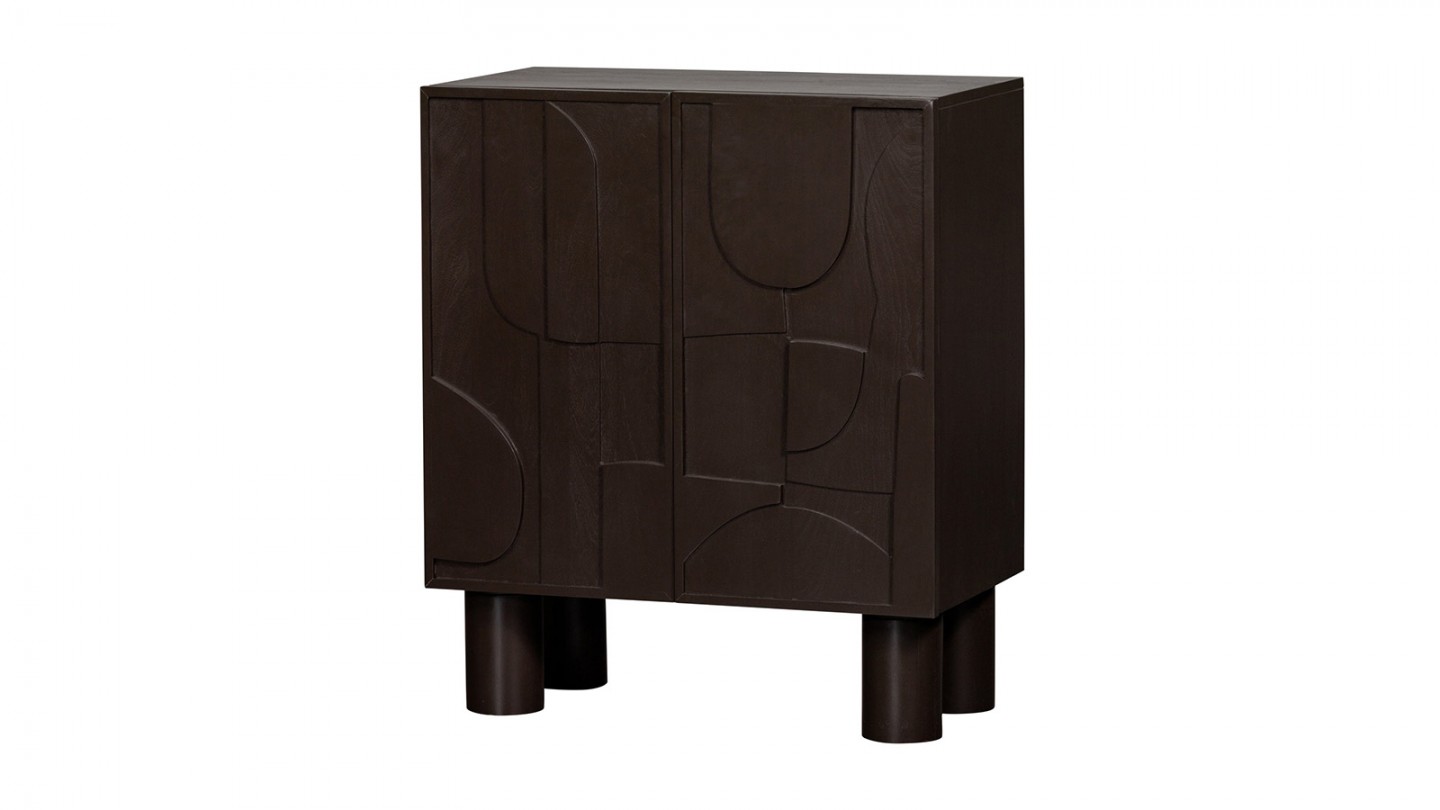 Buffet 2 portes en bois sculpté marron 80 cm - Notice