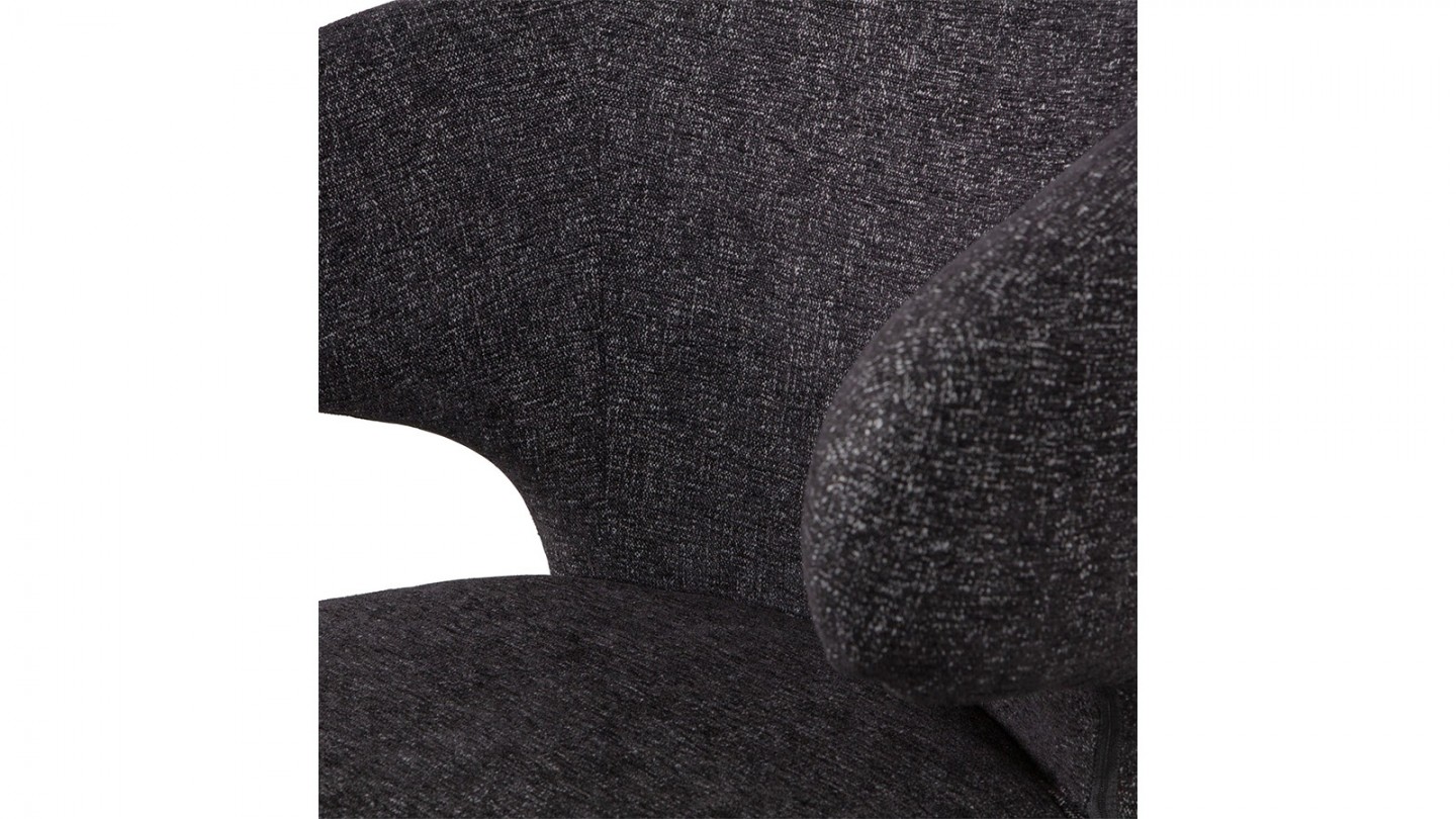 Chaise en tissu tramé noir et piètement marron foncé - Cape