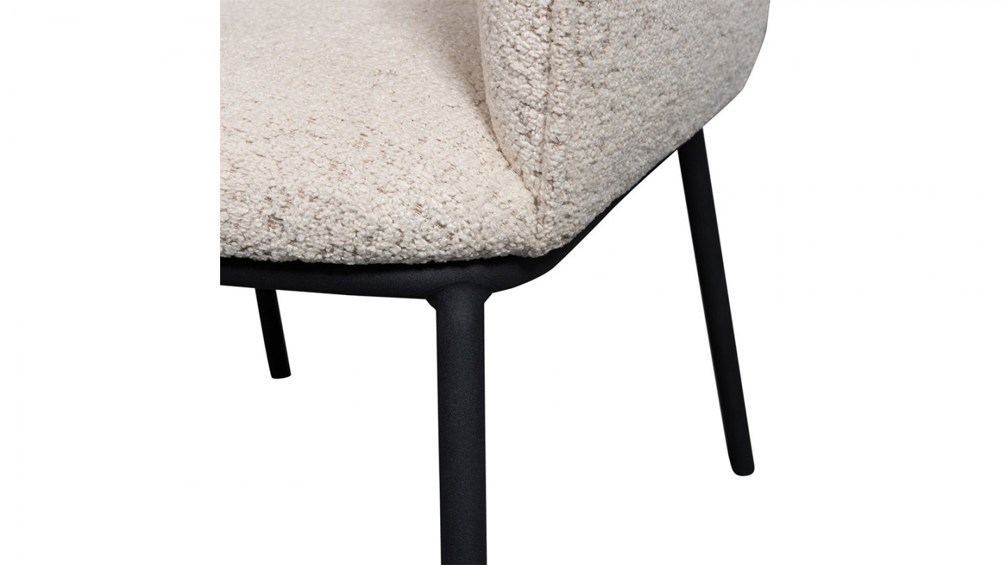 Chaise de salle à manger en tissu bouclé beige - Leon