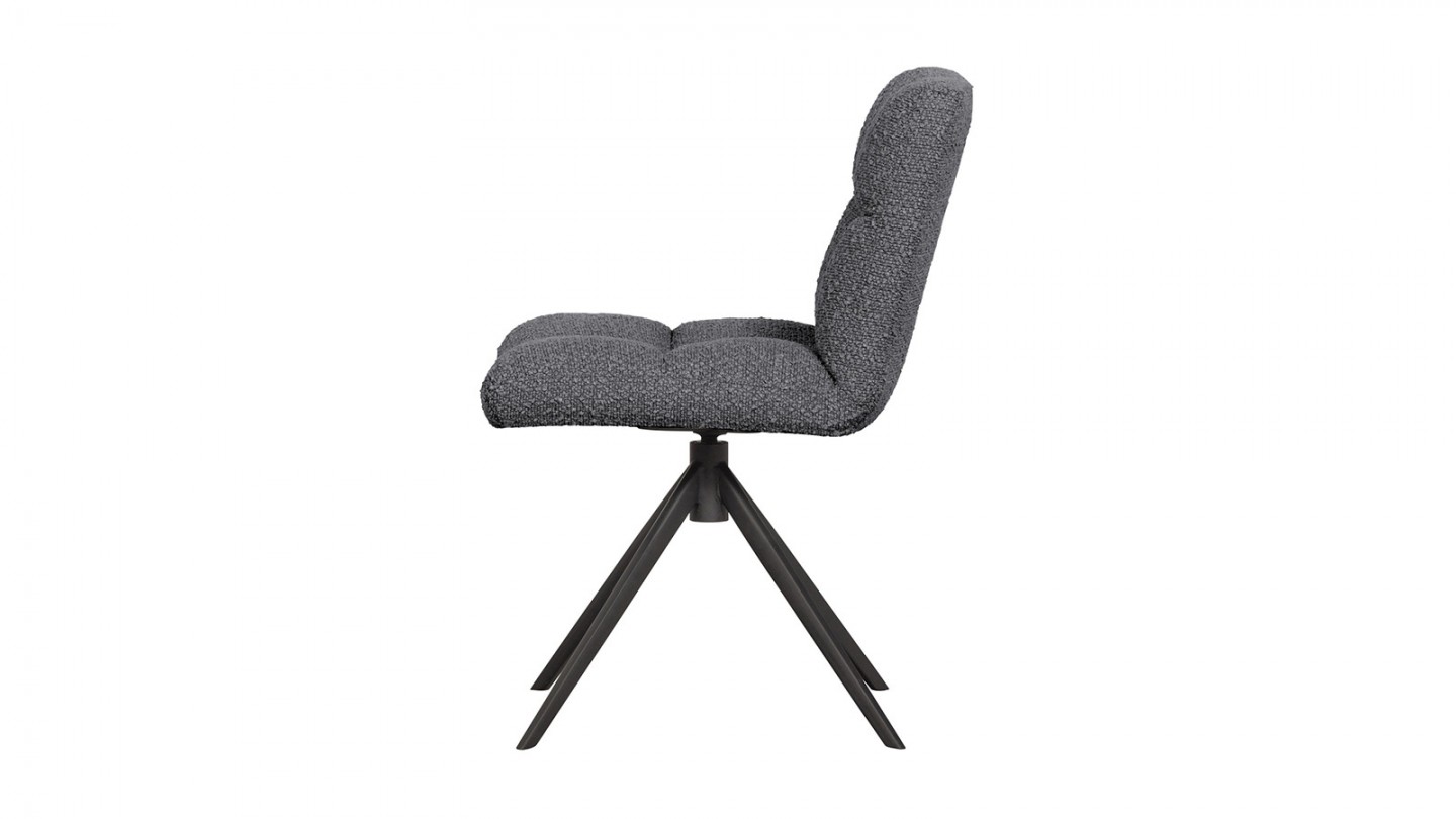 Chaise pivotante en tissu bouclé anthracite - Vinny