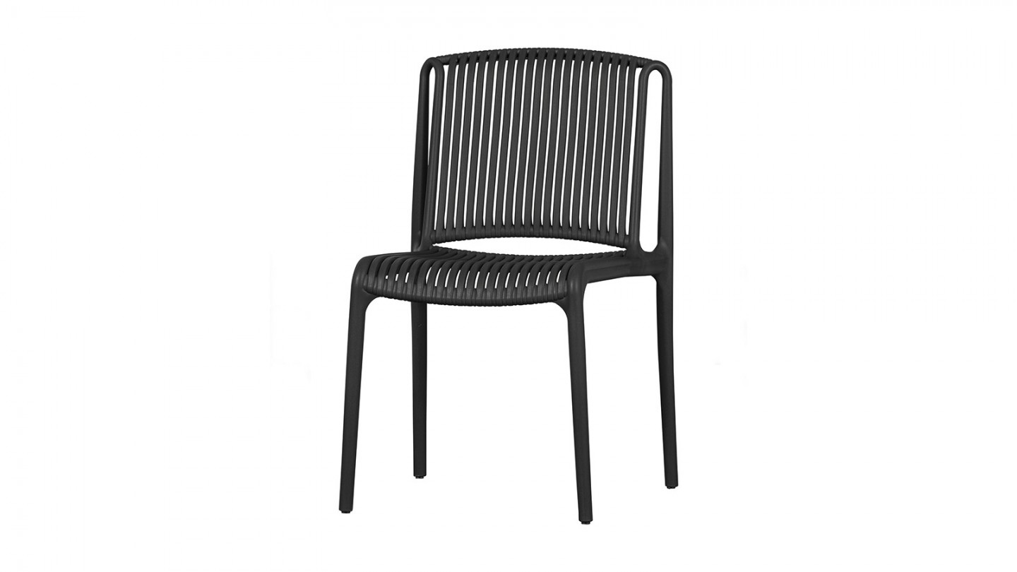 Chaise de jardin en plastique noir - Bilie