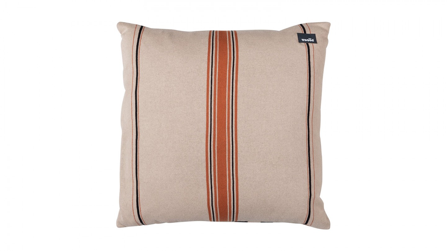 Coussin à rayures beige 60x60cm - Hani