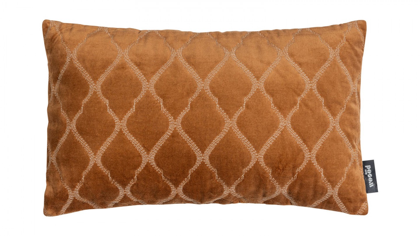 Coussin en velours matelassée rouille 30x50cm - Idris