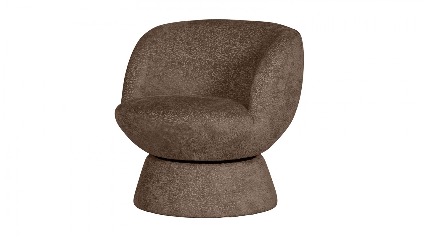 Fauteuil pivotant en tissu chenille marron - Shuffle