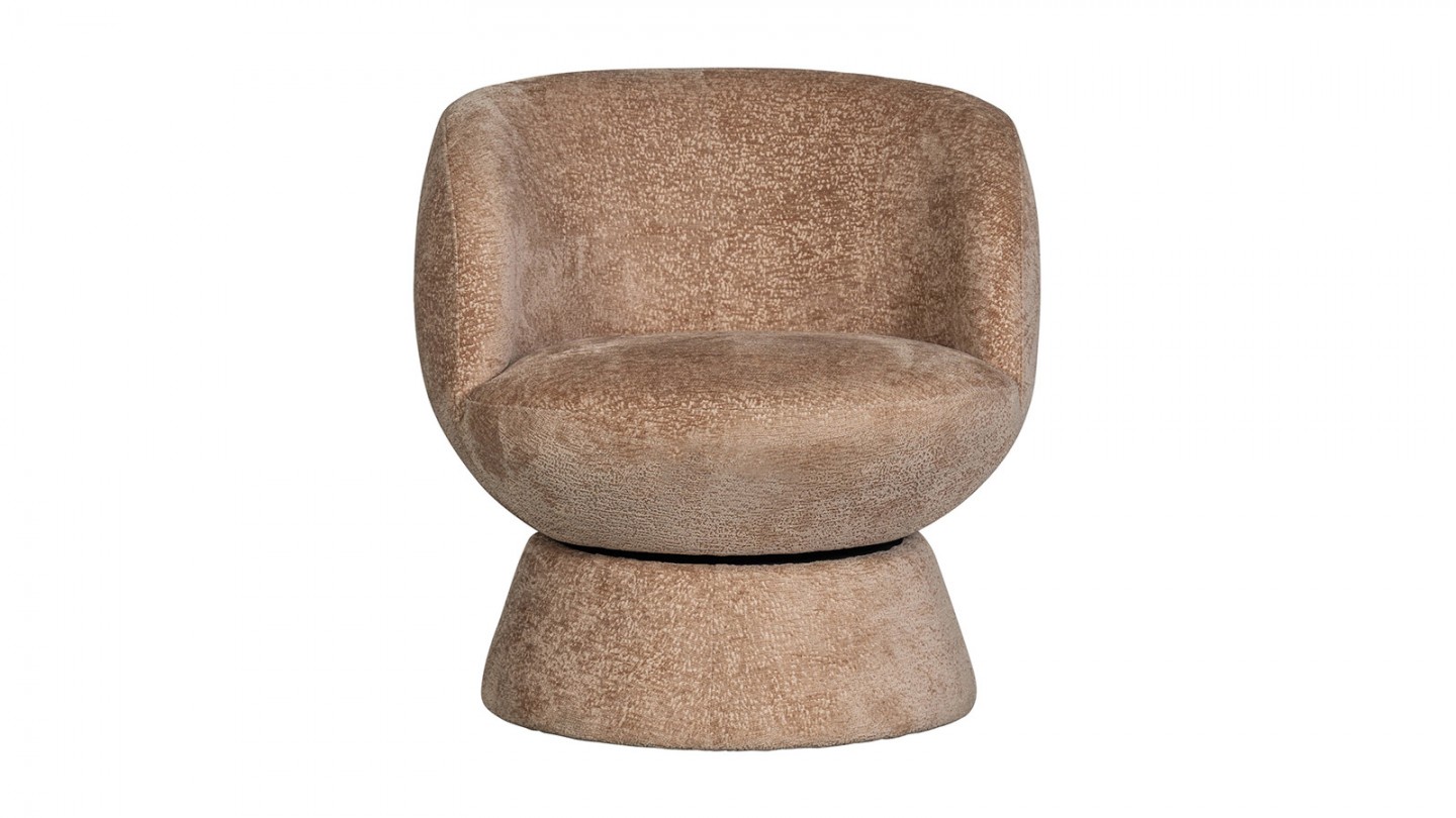 Fauteuil pivotant en tissu chenille beige - Shuffle