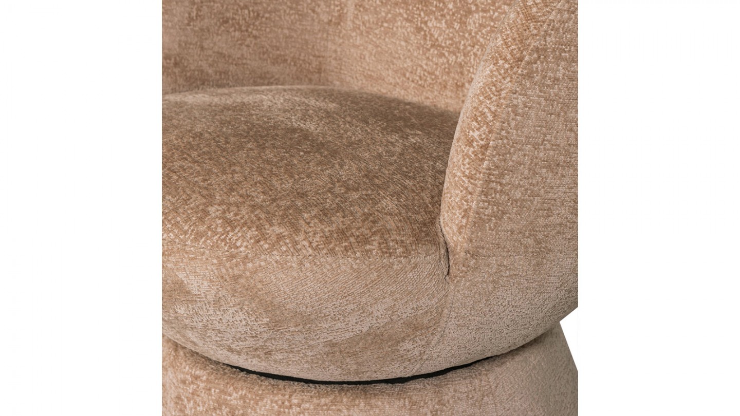 Fauteuil pivotant en tissu chenille beige - Shuffle