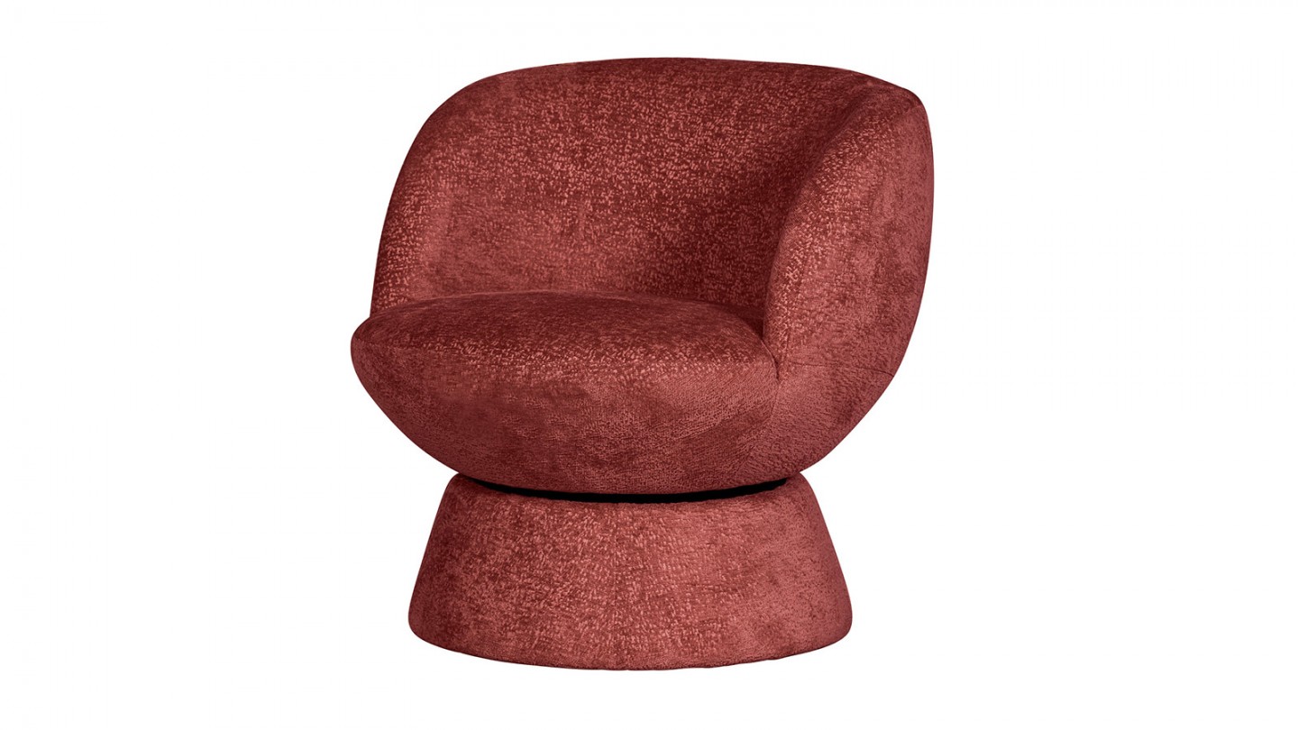 Fauteuil pivotant en tissu chenille rouille - Shuffle