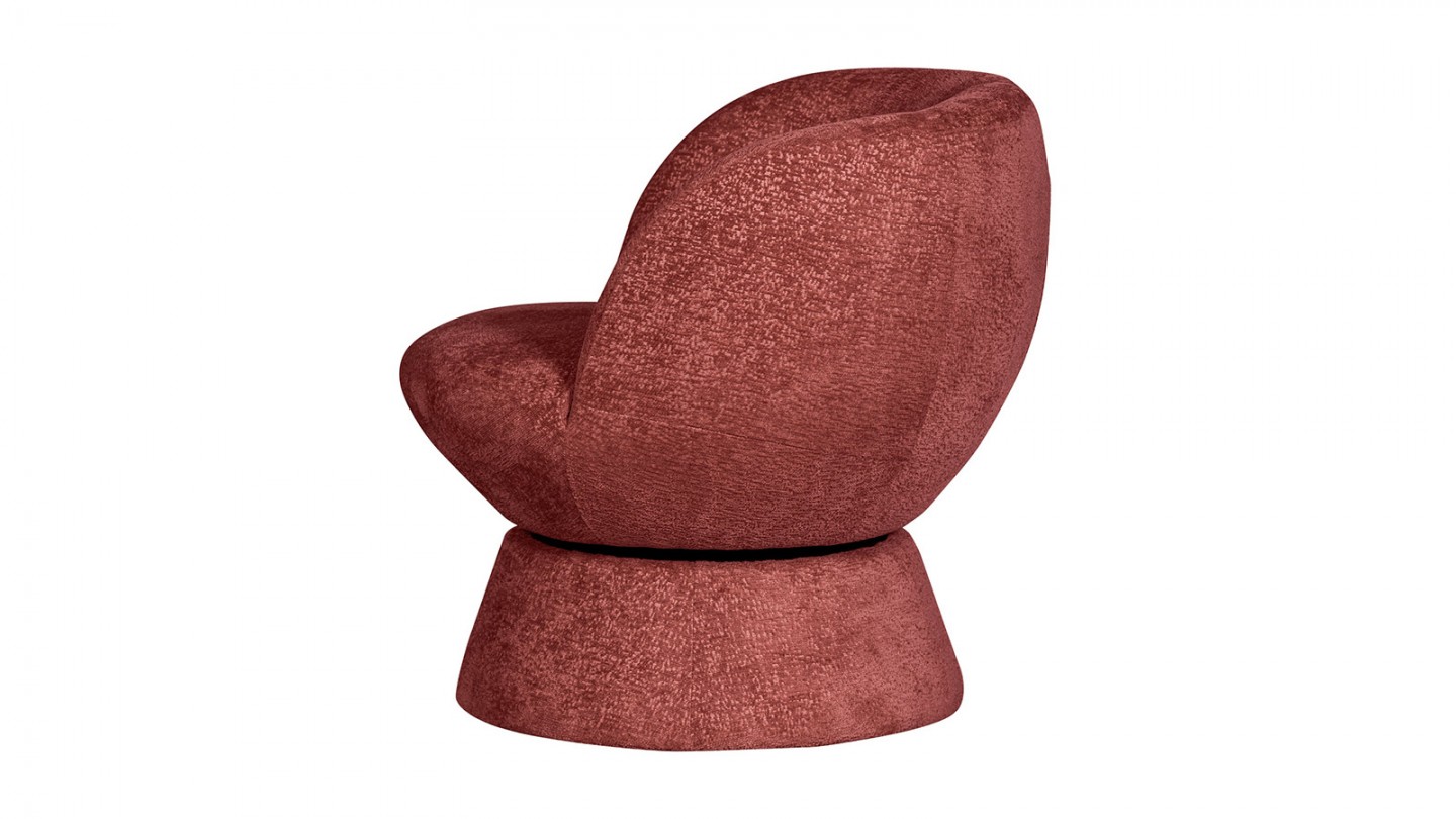 Fauteuil pivotant en tissu chenille rouille - Shuffle