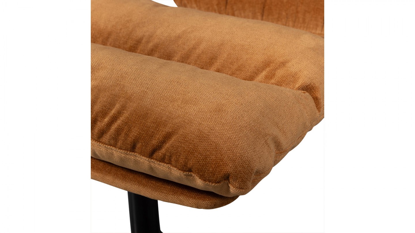 Fauteuil de relaxation avec repose-pied en tissu chenille rouille - Yaro