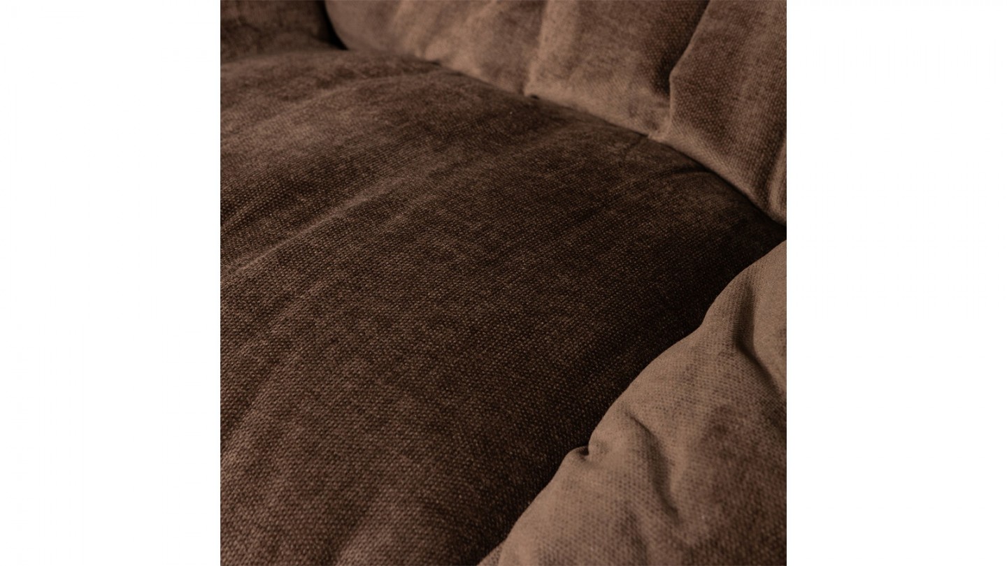 Fauteuil de relaxation avec repose-pied en tissu chenille marron - Yaro