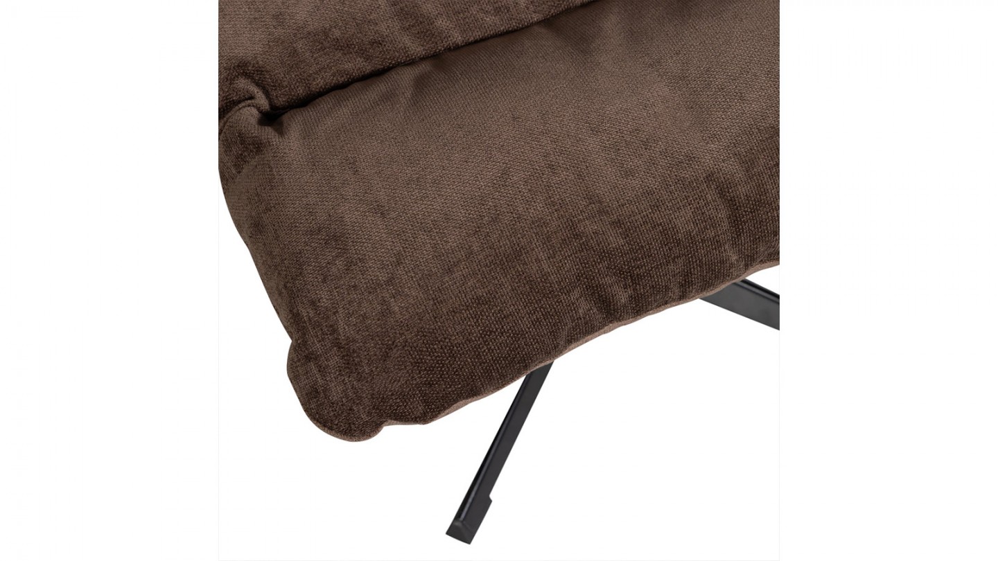 Fauteuil de relaxation avec repose-pied en tissu chenille marron - Yaro