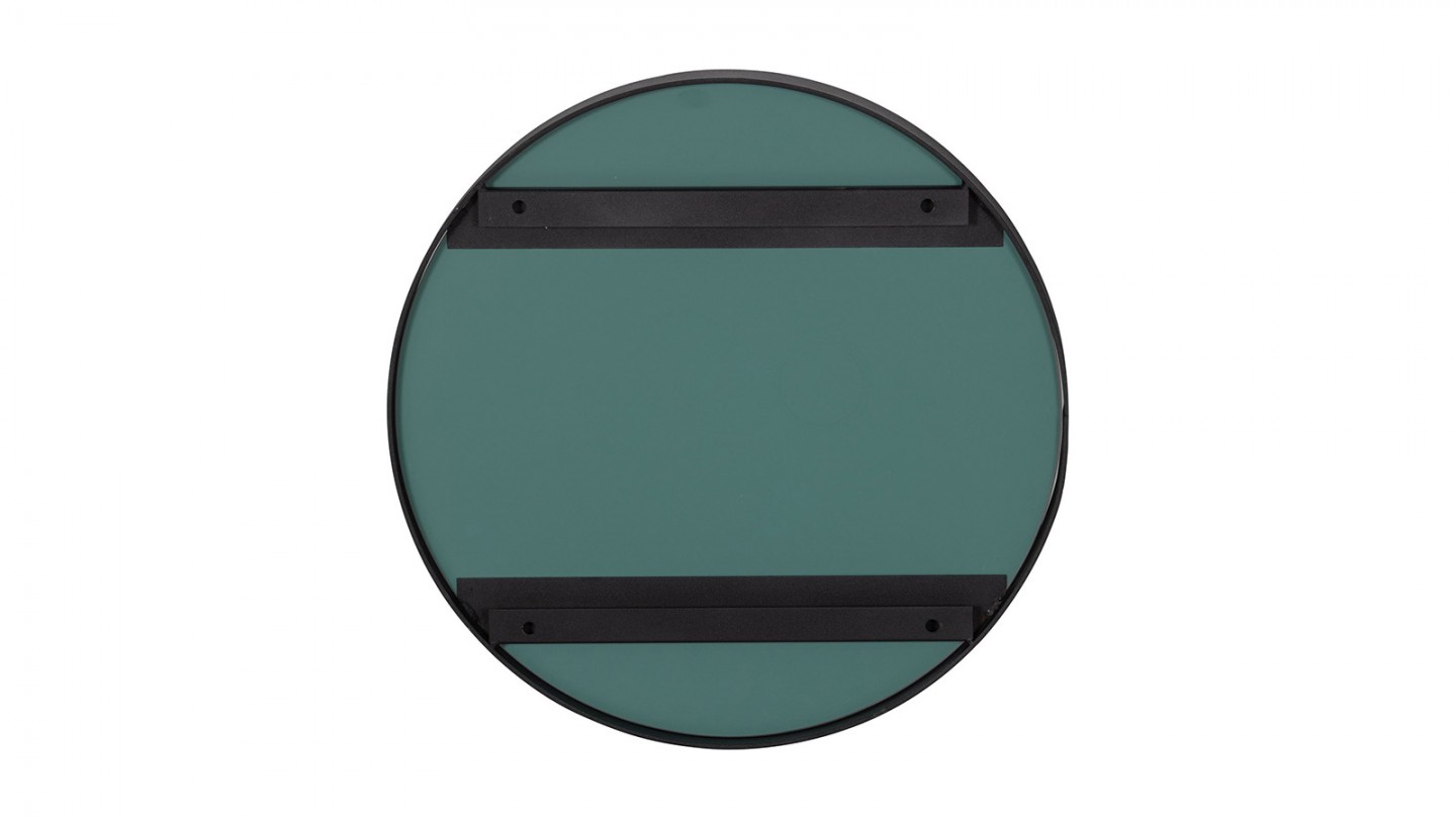 Miroir rond 50 cm en métal noir - Doutzen