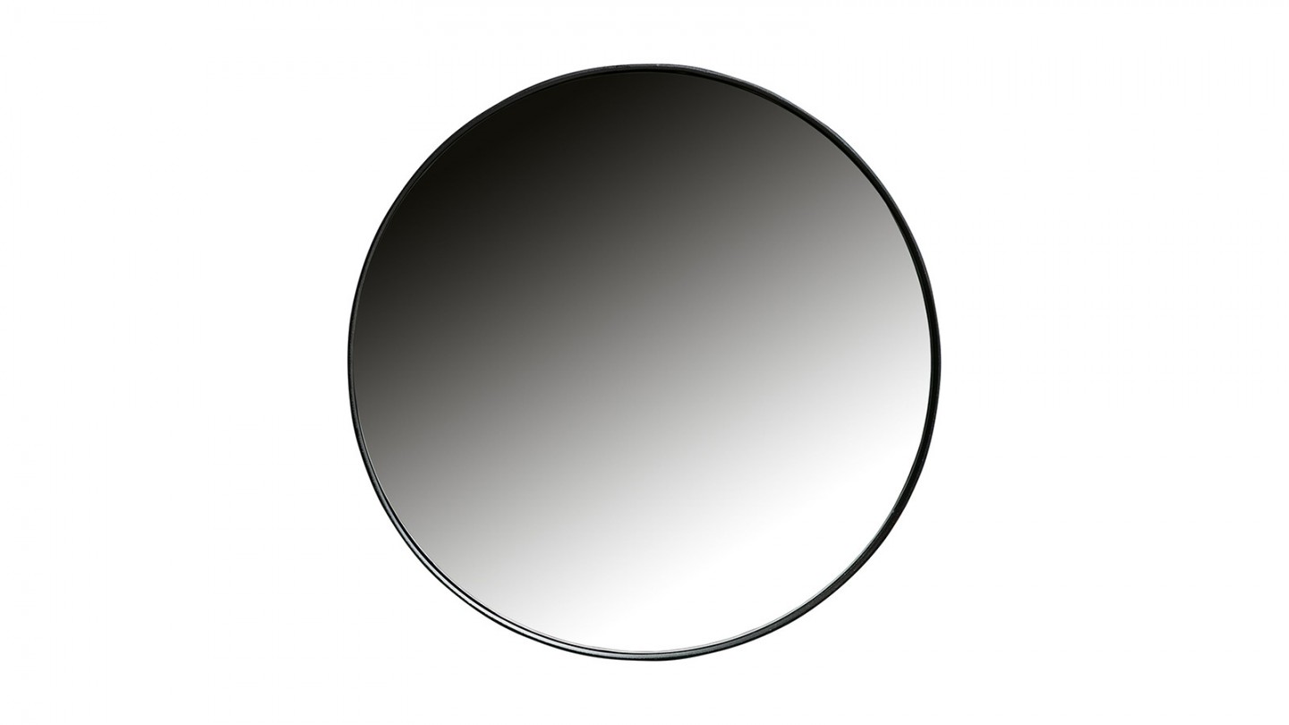 Miroir rond 80cm en métal noir - Doutzen