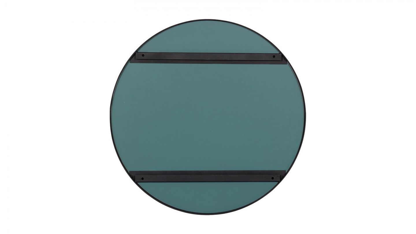 Miroir rond 80cm en métal noir - Doutzen