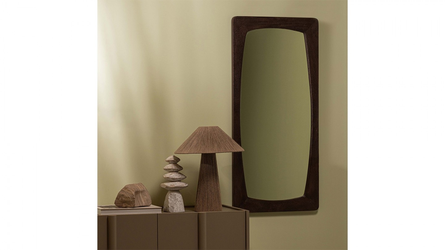 Miroir rectangulaire avec bord en bois manguier - Lima