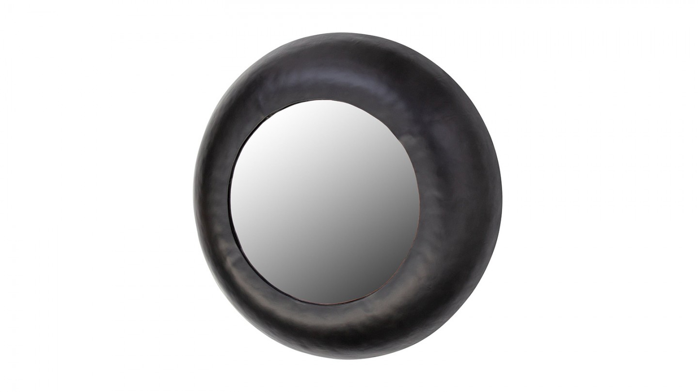 Miroir vintage rond noir 50 cm - Wolf