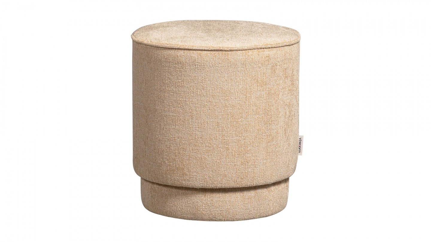 Pouf en tissu chenille beige - Pearl