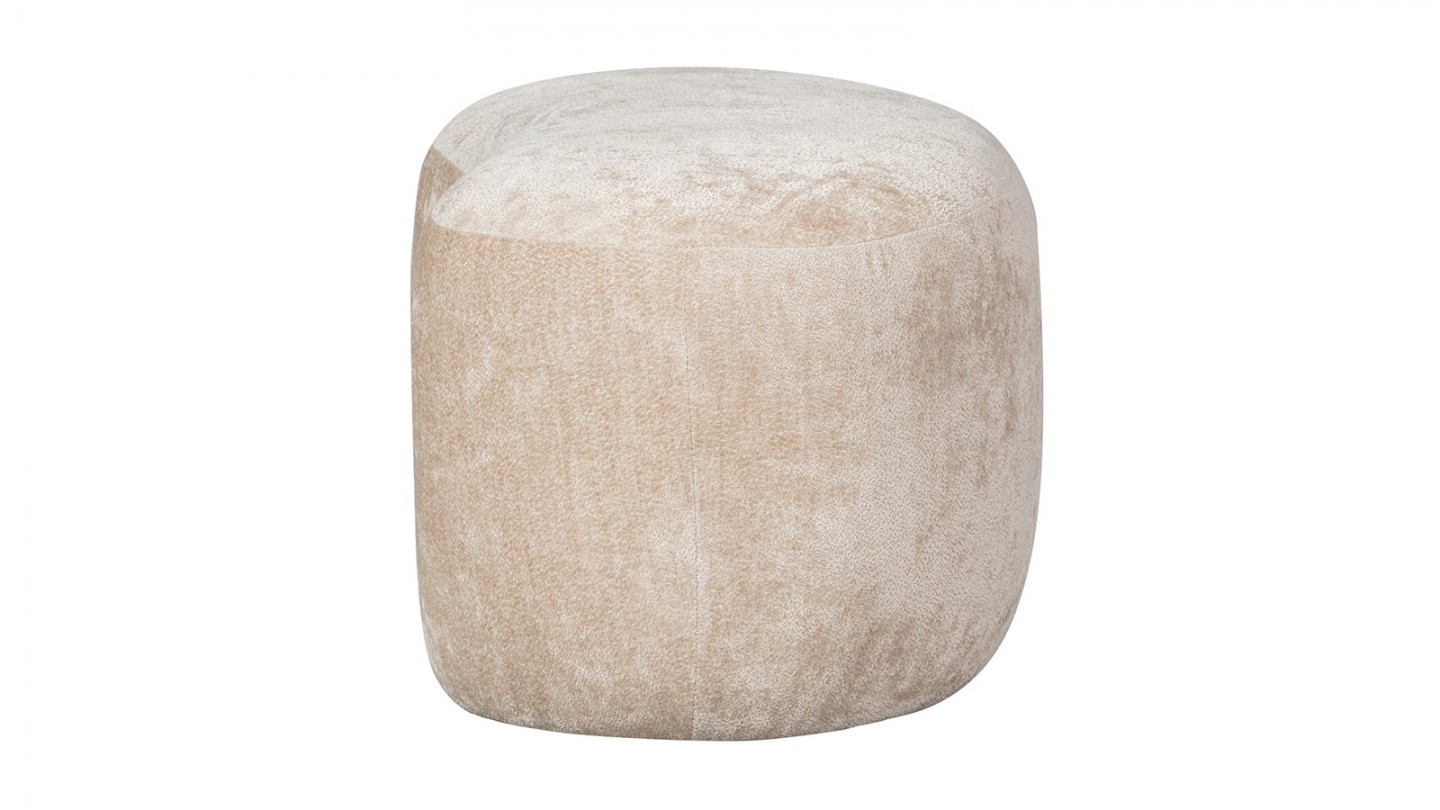 Pouf modulable en tissu chenille beige - Popular