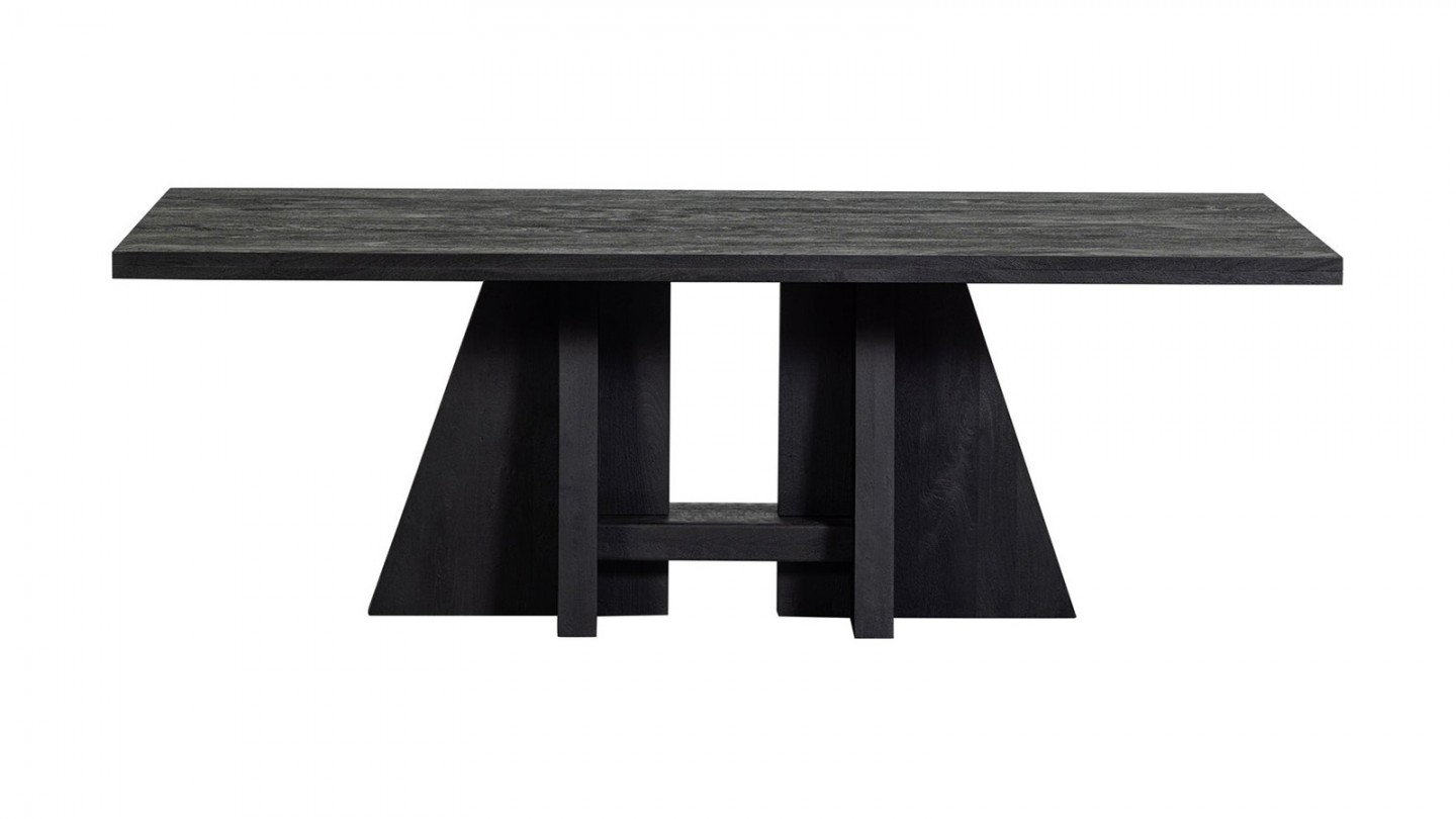 Table à manger noire en bois de manguier 220x100 cm - Kean