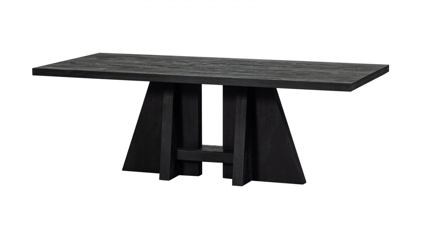 Table à manger noire en bois de manguier 220x100 cm - Kean