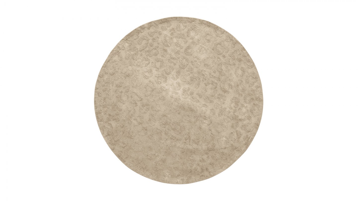 Tapis rond motif motif panthère sable 150 cm - Cato