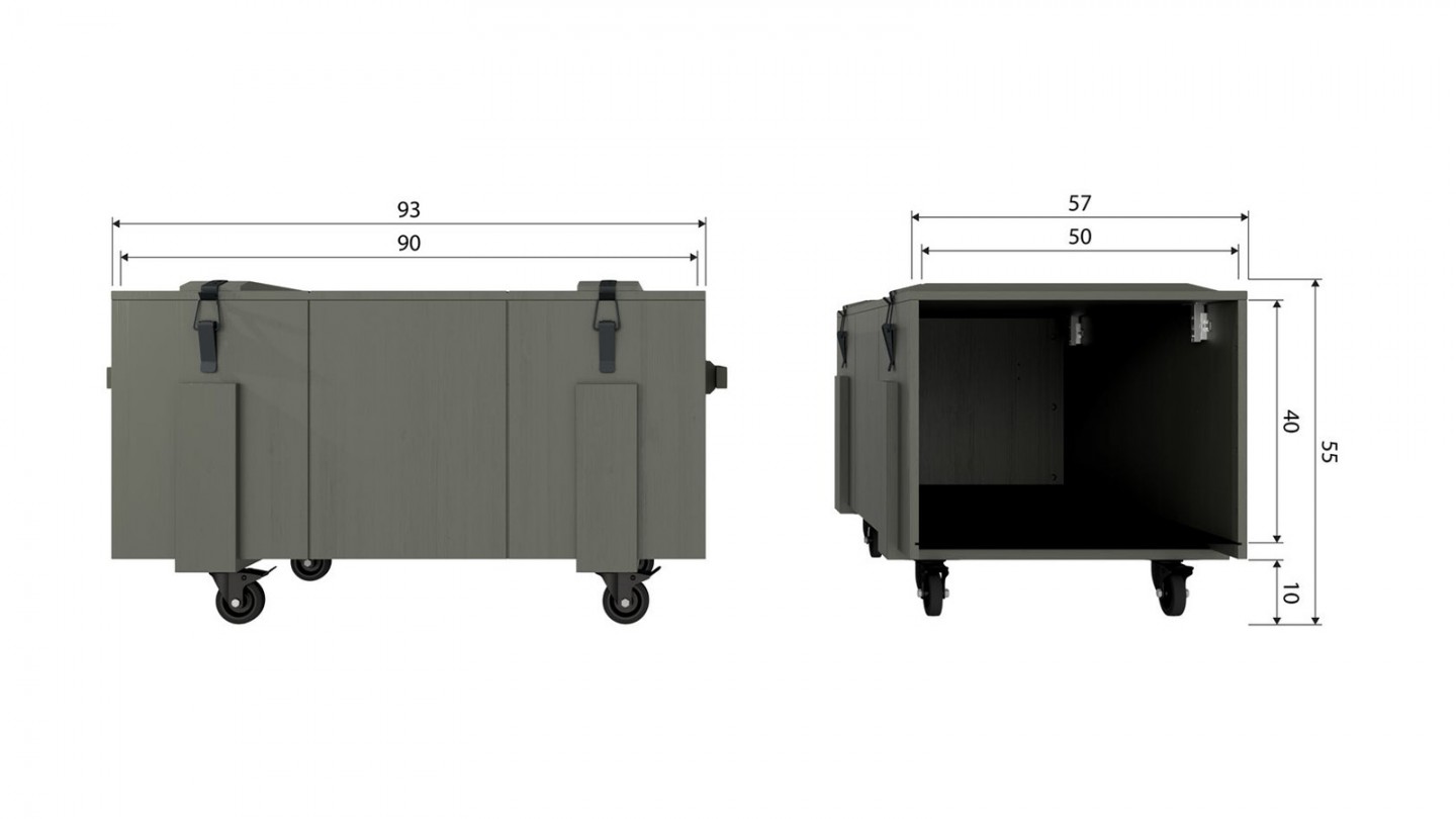 Coffre de rangement en bois vert kaki 100 cm - Bobby